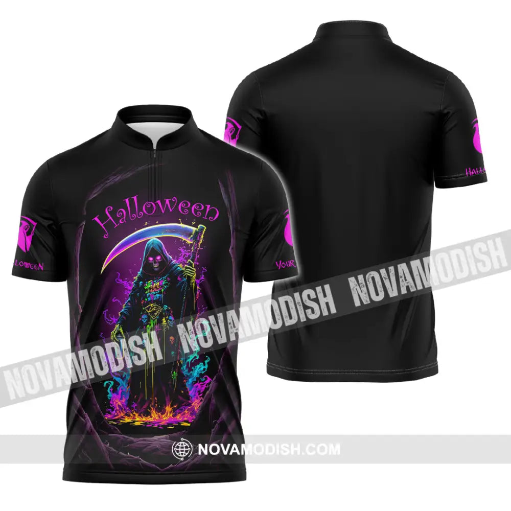 Unisex Shirt - Custom Halloween Design Shirt Zipper Polo Shirt / S T-shirt