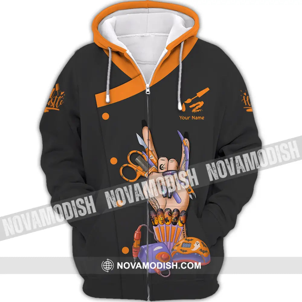 Unisex Shirt - Custom Halloween Nails Artist Shirt Zipper Hoodie / S T-shirt