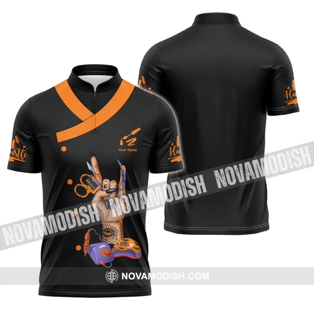 Unisex Shirt - Custom Halloween Nails Artist Shirt Zipper Polo Shirt / S T-shirt