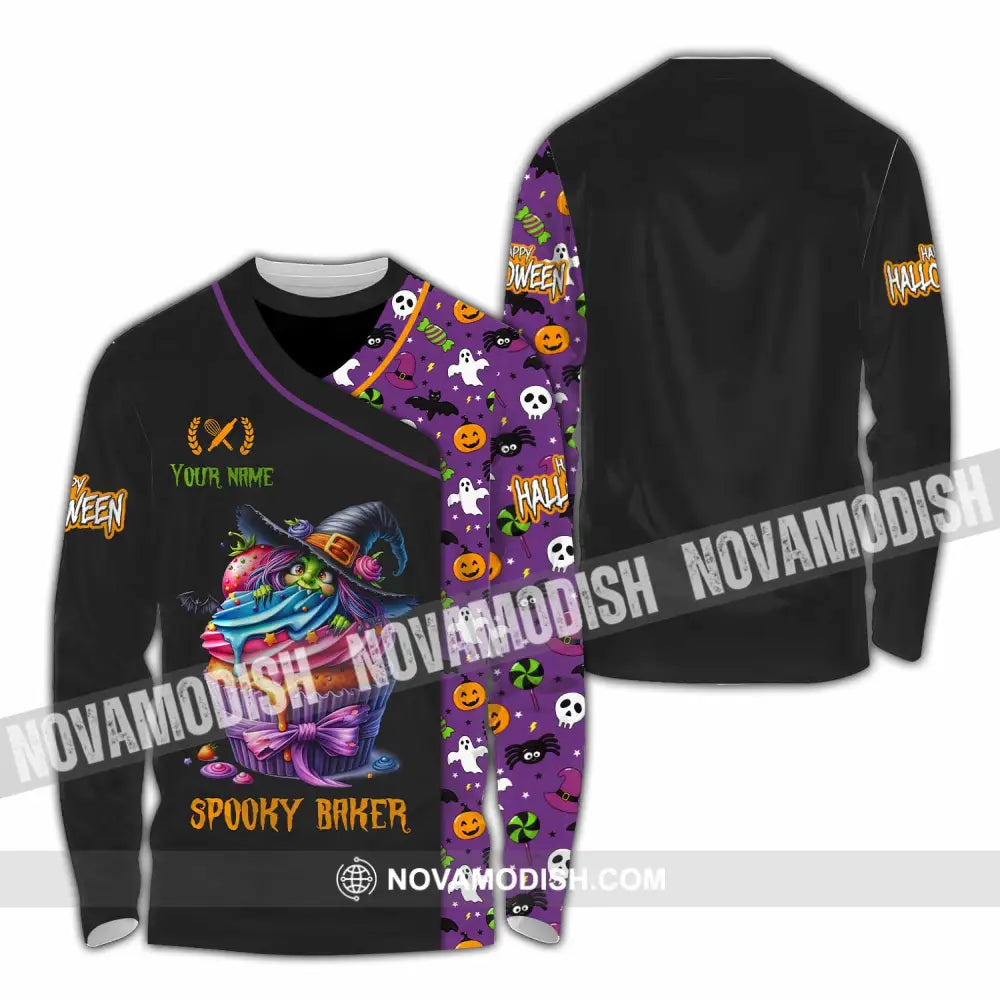 Unisex Shirt - Custom Halloween Spooky Baker Shirt Long Sleeve Shirt / S T-shirt
