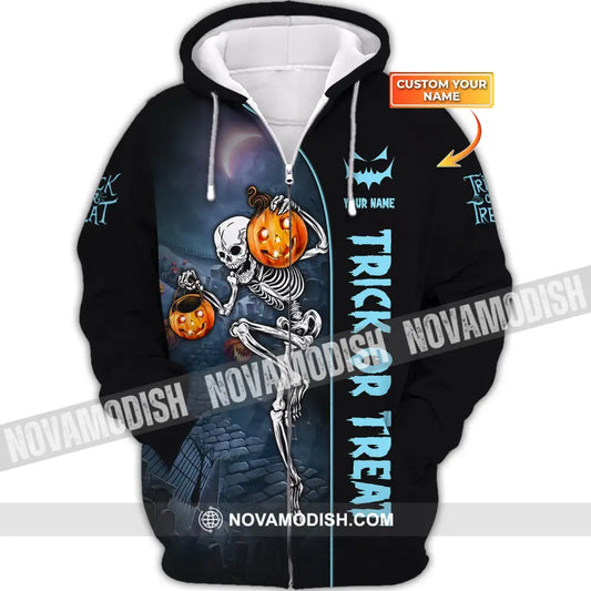 Unisex Shirt Custom Halloween T-Shirt Trick Or Treat For Zipper Hoodie / S