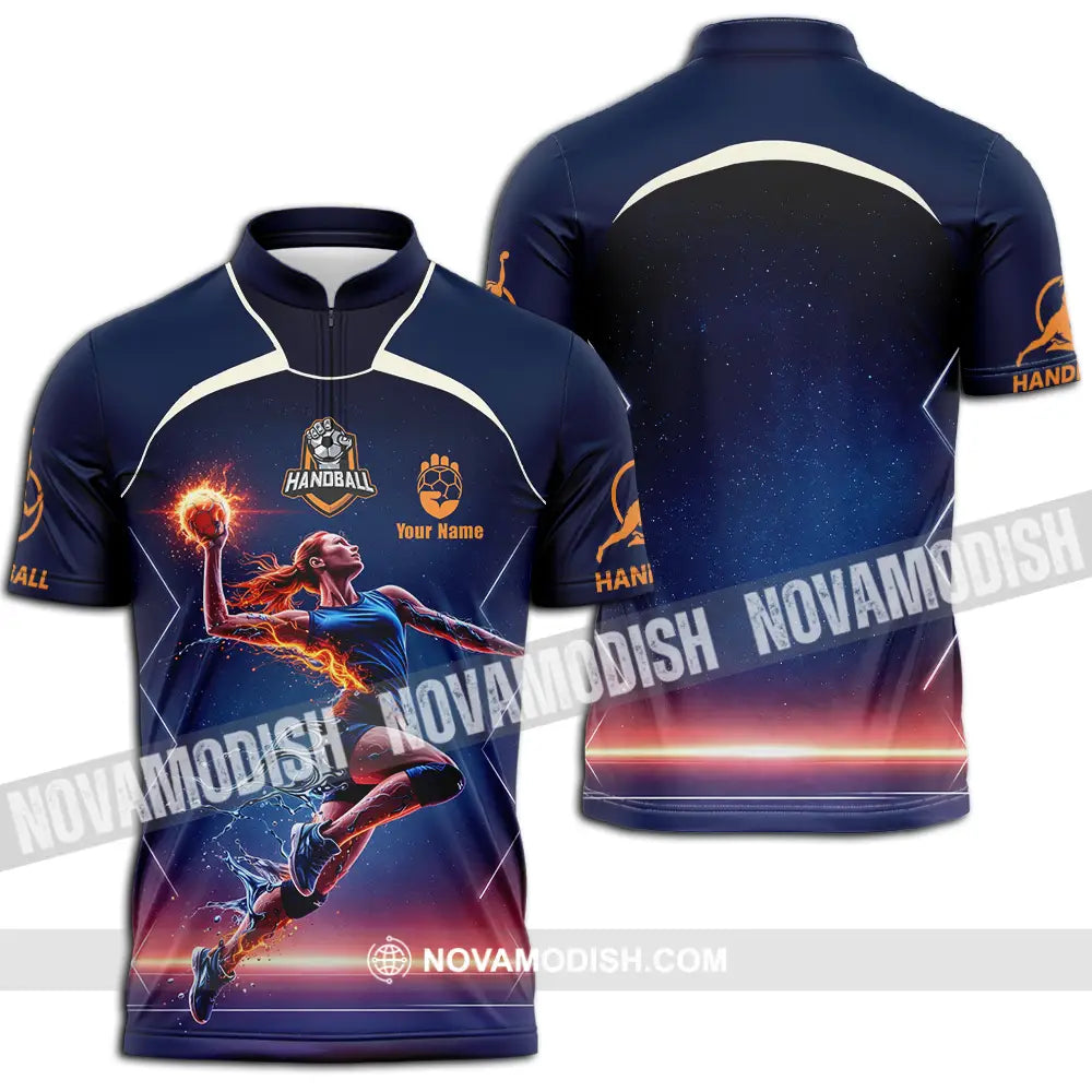 Unisex Shirt - Custom Handball 3D Shirt - Zipper Polo Shirt / S - T-shirt