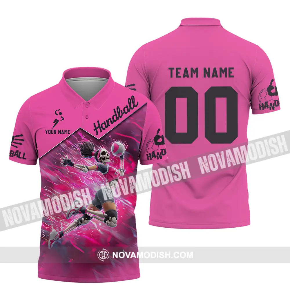 Unisex Shirt - Custom Handball Pink Shirt Polo Shirt / S T-shirt