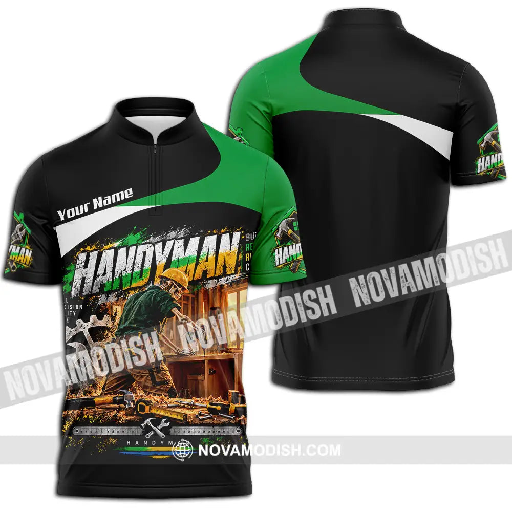 Unisex Shirt - Custom Handyman Shirt - Zipper Polo Shirt / S - T-shirt