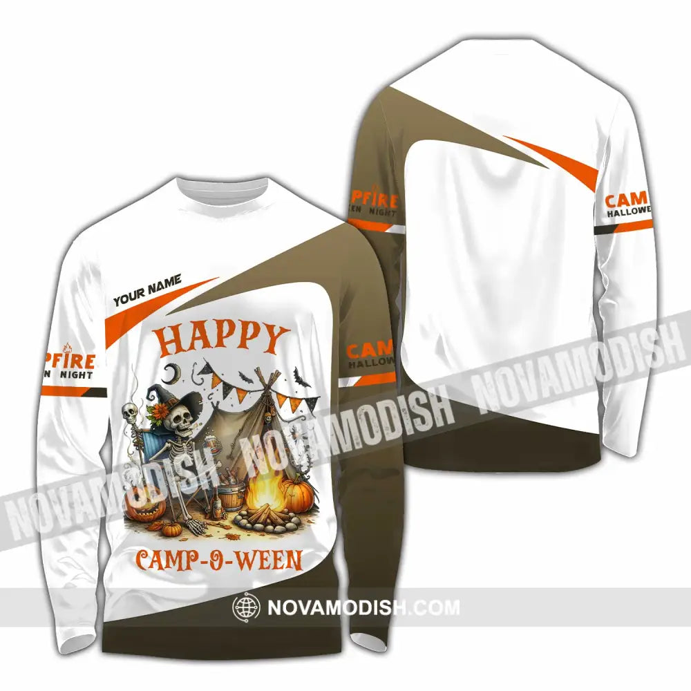 Unisex Shirt - Custom Happy Camp-O-Ween Halloween Camping Shirt Long Sleeve Shirt / S T-shirt