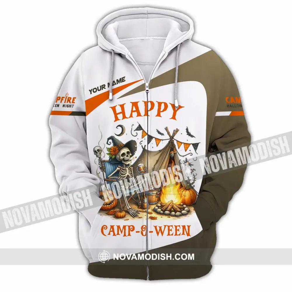 Unisex Shirt - Custom Happy Camp-O-Ween Halloween Camping Shirt Zipper Hoodie / S T-shirt