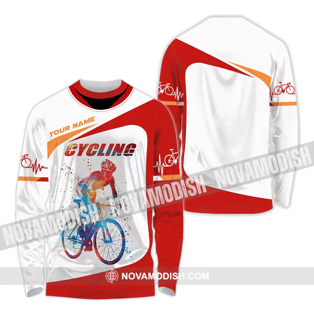 Unisex Shirt - Custom Heartbeat Cycling Lover Shirt Long Sleeve Shirt / S T-shirt