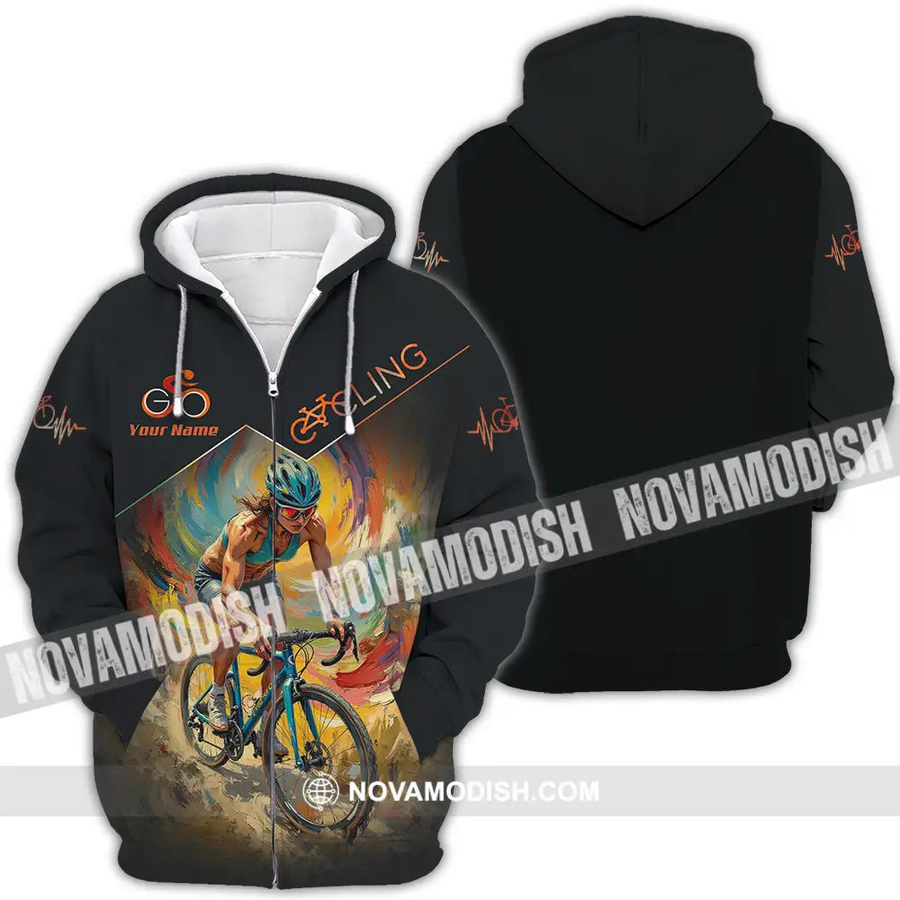 Unisex Shirt - Custom Heartbeat Cycling Lover Shirt Zipper Hoodie / S T-shirt
