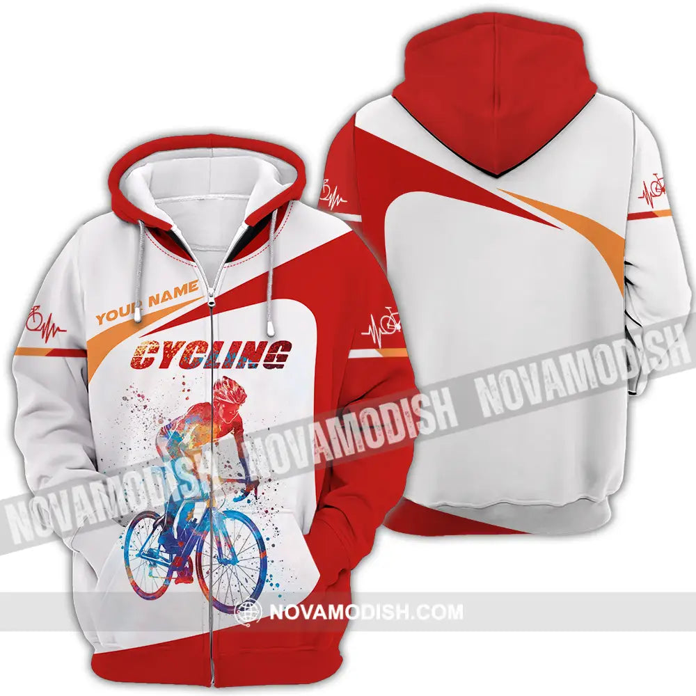 Unisex Shirt - Custom Heartbeat Cycling Lover Shirt Zipper Hoodie / S T-shirt