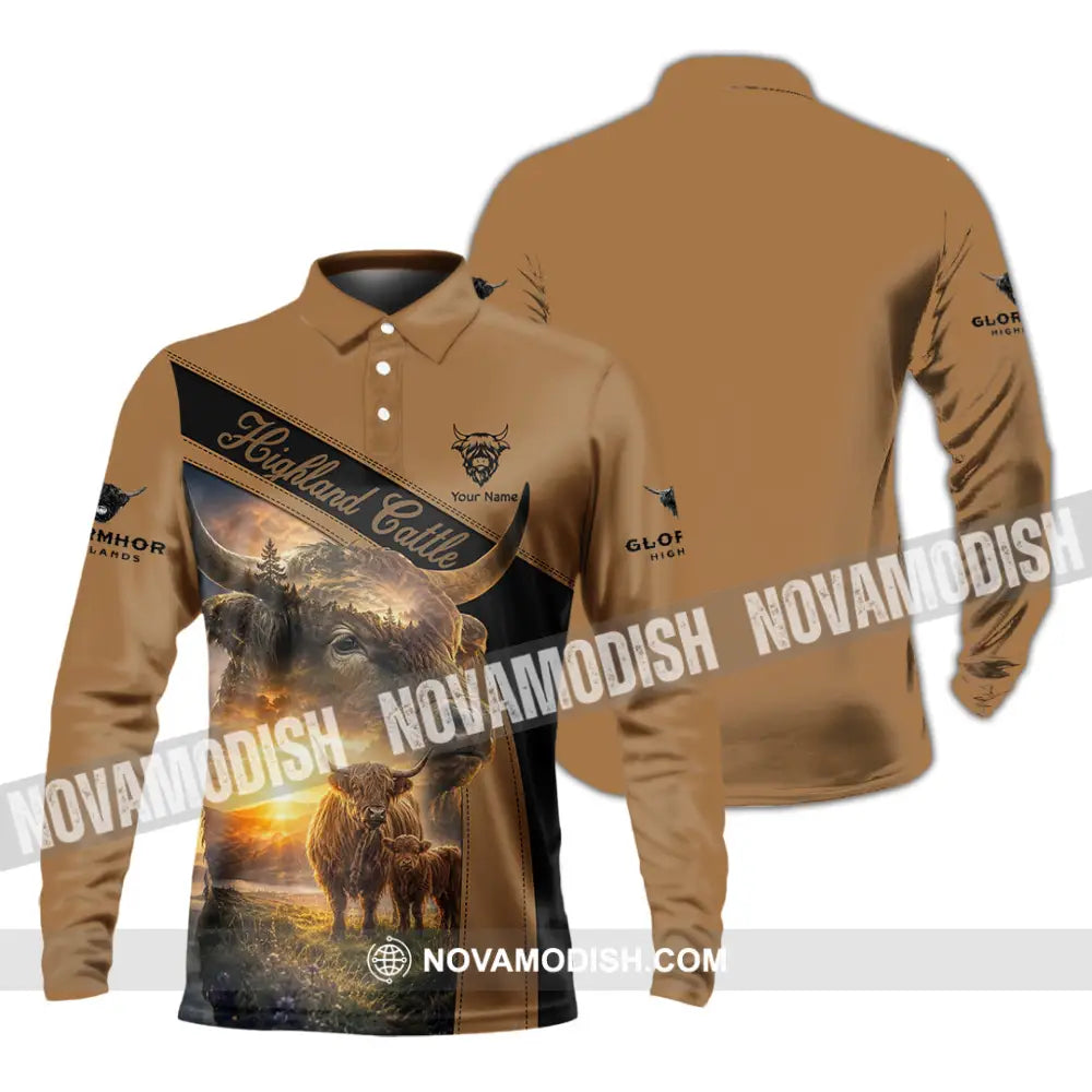 Unisex Shirt - Custom Highland Cattle Shirt - Long Sleeve Polo / S - T-shirt