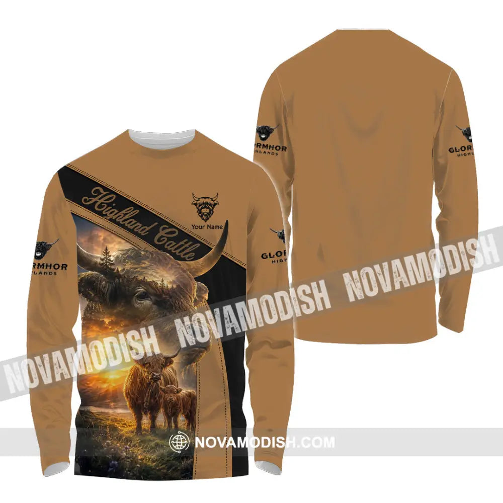 Unisex Shirt - Custom Highland Cattle Shirt - Long Sleeve Shirt / S - T-shirt
