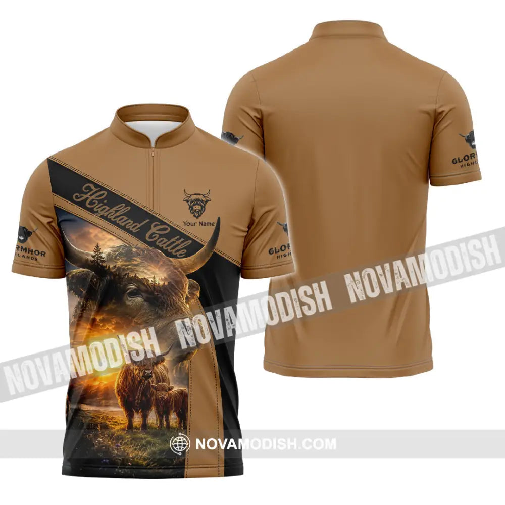Unisex Shirt - Custom Highland Cattle Shirt - Zipper Polo Shirt / S - T-shirt
