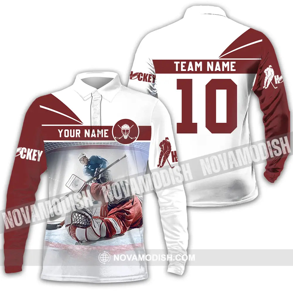 Unisex Shirt - Custom Hockey Shirt Long Sleeve Polo / S T-shirt