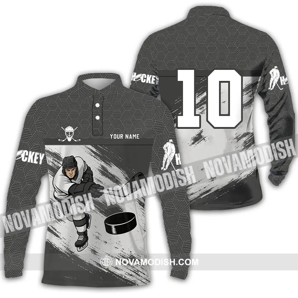 Unisex Shirt - Custom Hockey Shirt Long Sleeve Polo / S T-shirt