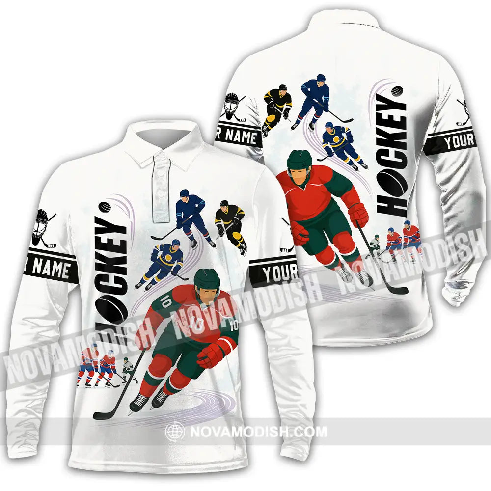 Unisex Shirt - Custom Hockey Shirt Long Sleeve Polo / S T-shirt