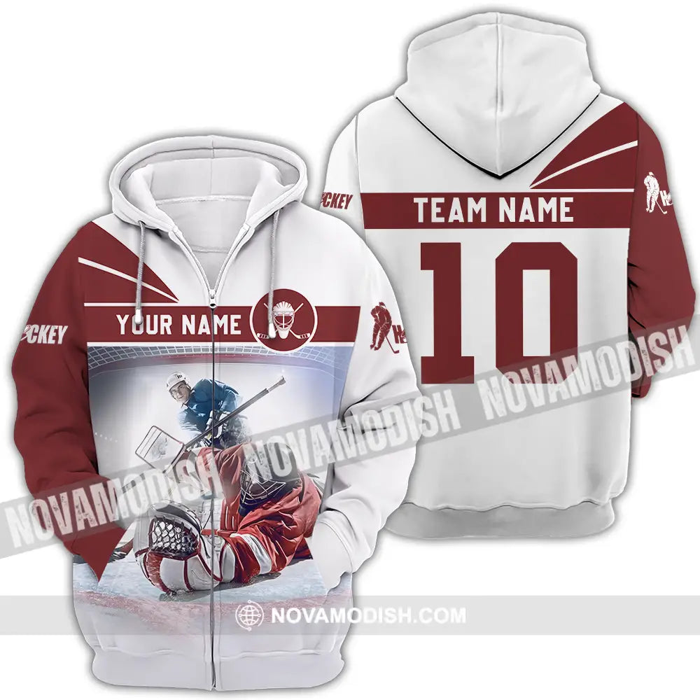 Unisex Shirt - Custom Hockey Shirt Zipper Hoodie / S T-shirt