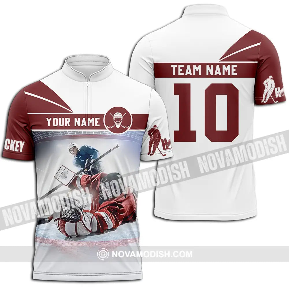 Unisex Shirt - Custom Hockey Shirt Zipper Polo Shirt / S T-shirt