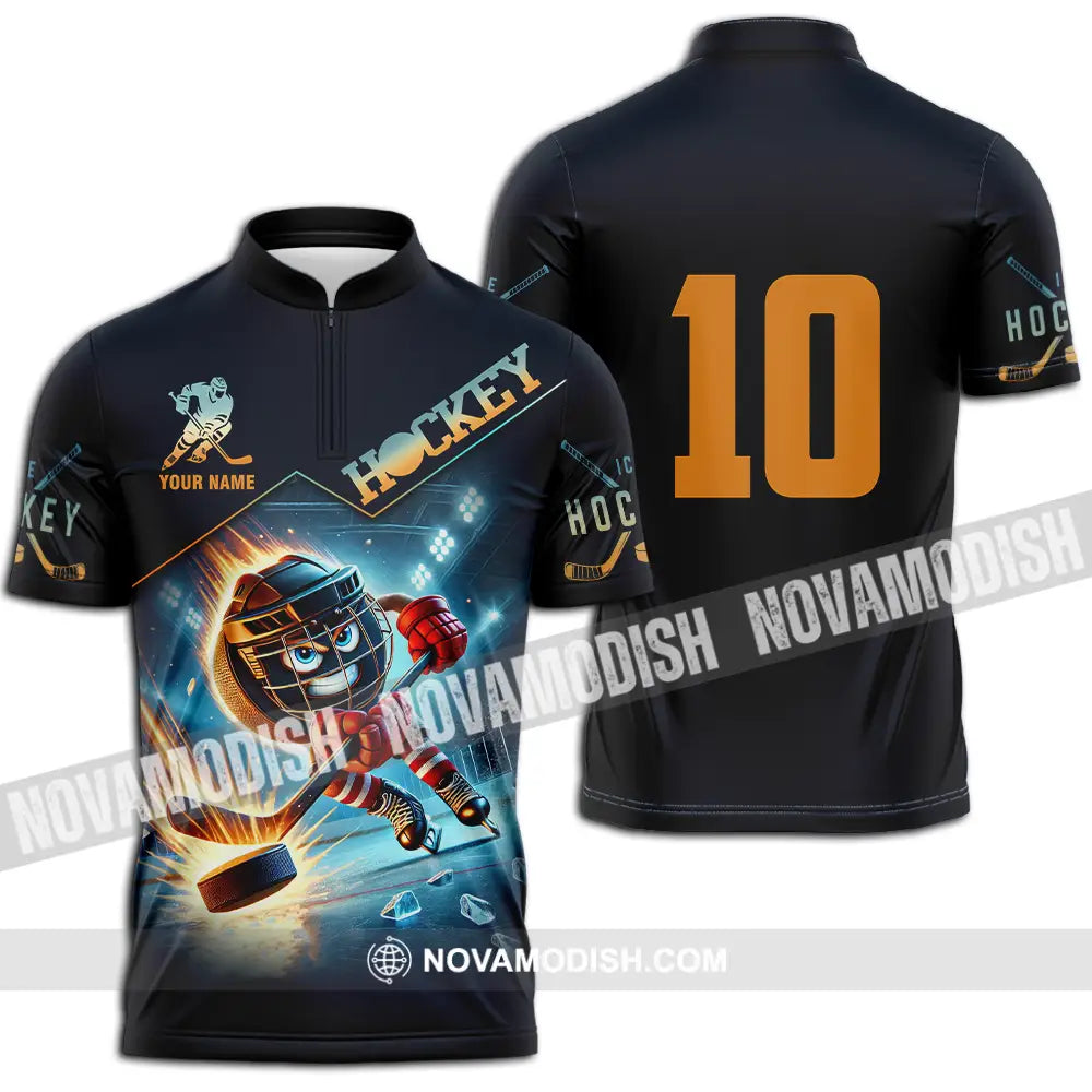 Unisex Shirt - Custom Hockey Shirt Zipper Polo Shirt / S T-shirt