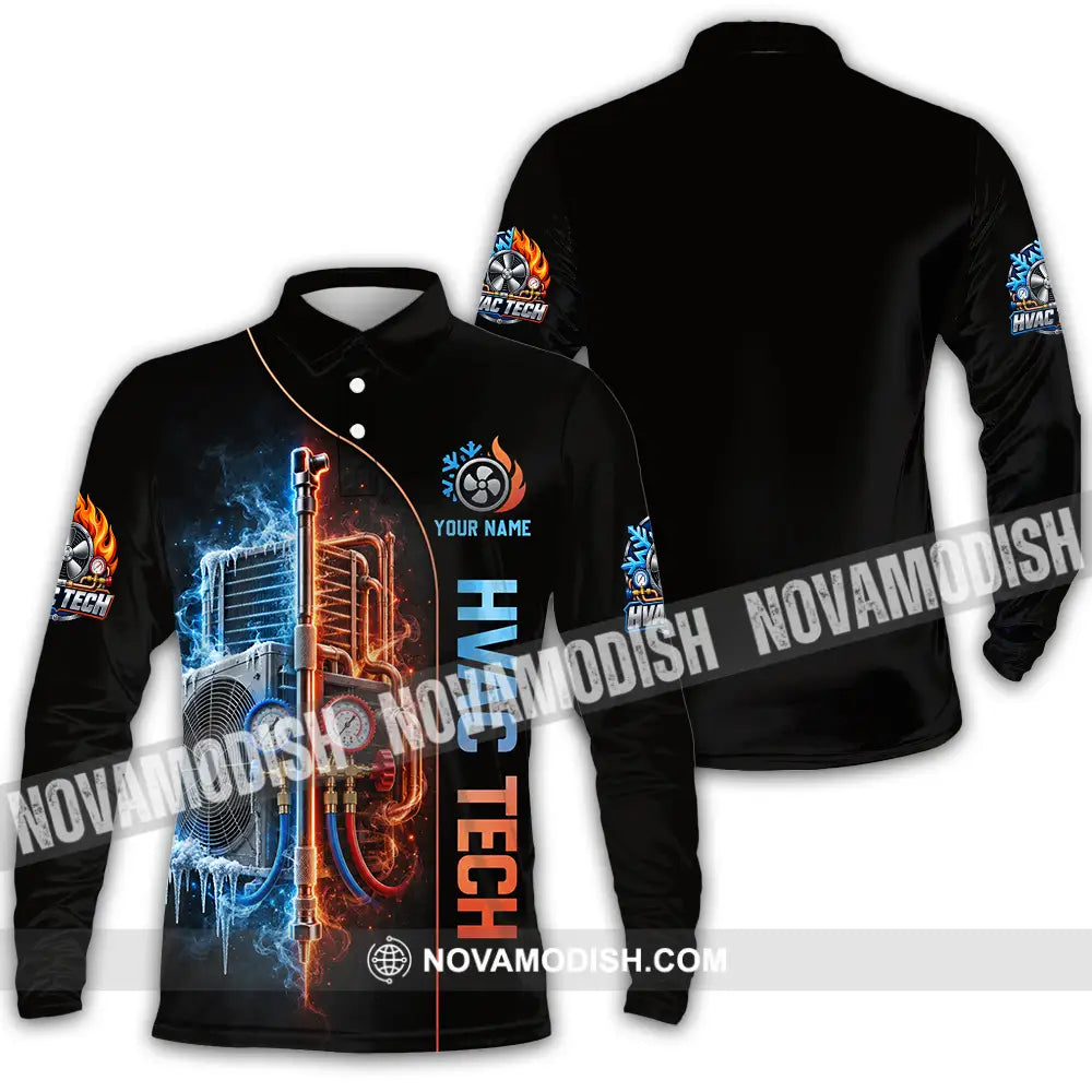 Unisex Shirt - Custom HVAC Tech Shirt - Long Sleeve Polo / S - T-shirt