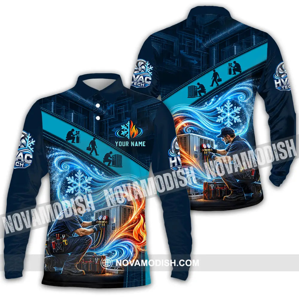 Unisex Shirt - Custom HVAC Tech Shirt - Long Sleeve Polo / S - T-shirt
