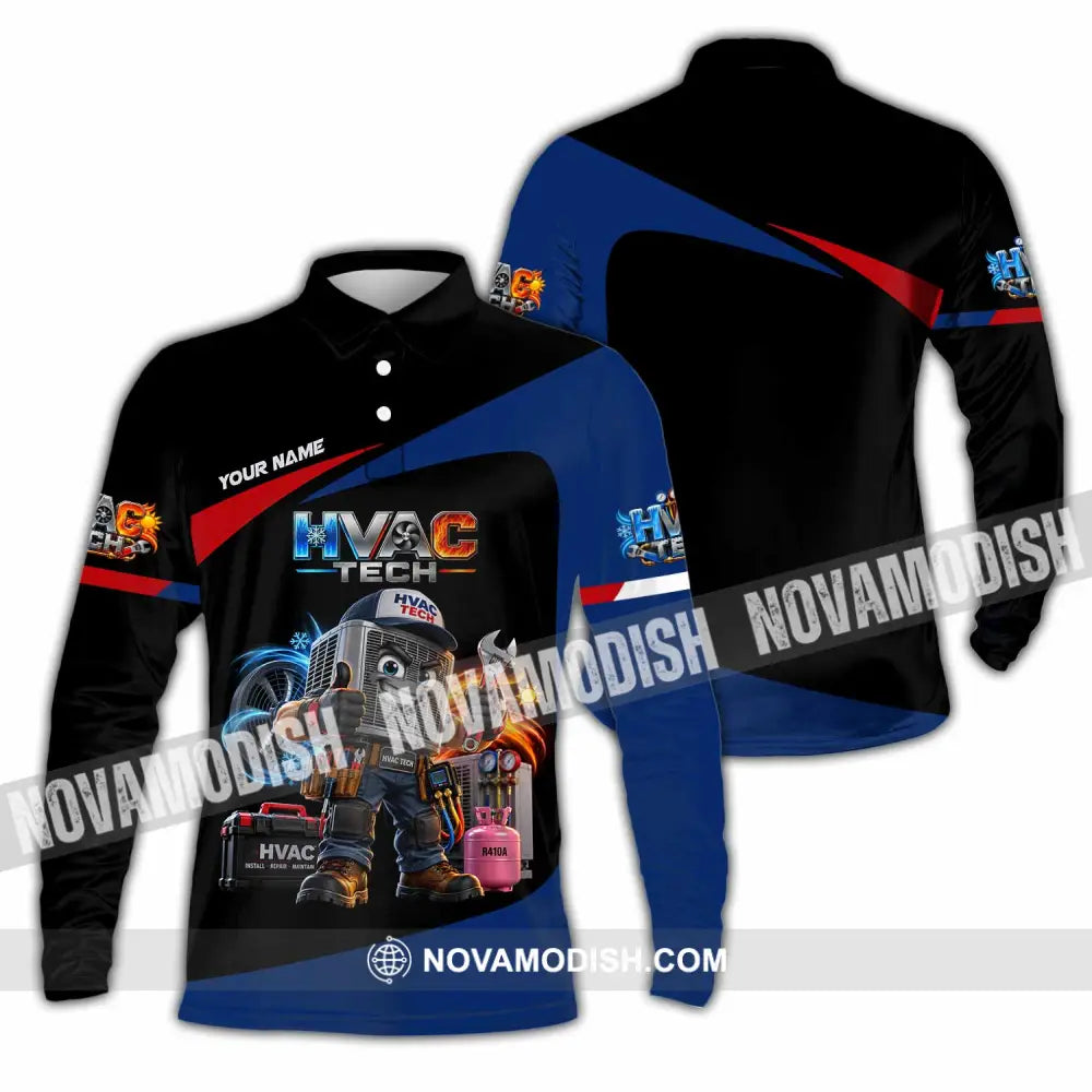 Unisex Shirt - Custom HVAC Tech Shirt - Long Sleeve Polo / S - T-shirt