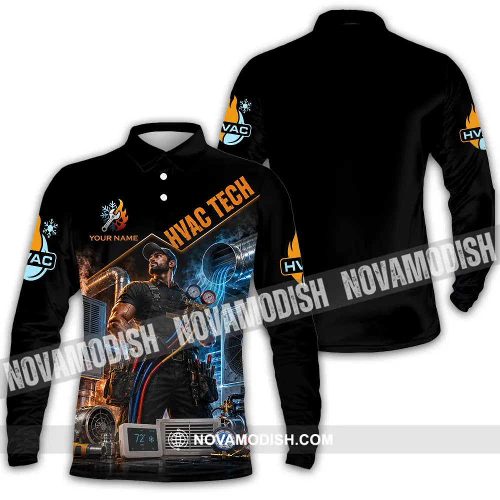Unisex Shirt - Custom Hvac Tech Shirt - Long Sleeve Polo / S - T-shirt