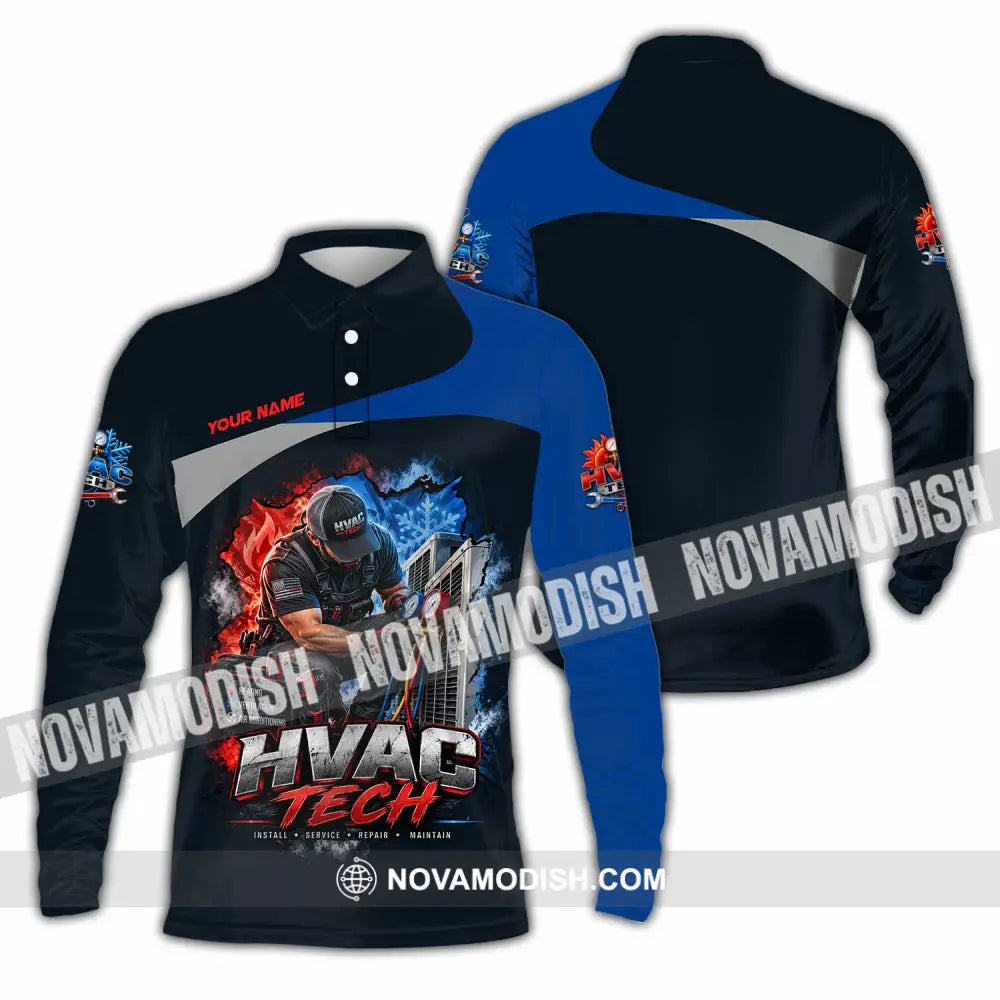 Unisex Shirt - Custom HVAC Tech Shirt - Long Sleeve Polo / S - T-shirt