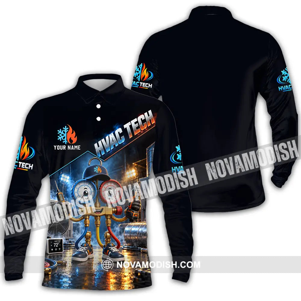 Unisex Shirt - Custom HVAC Tech Shirt - Long Sleeve Polo / S - T-shirt