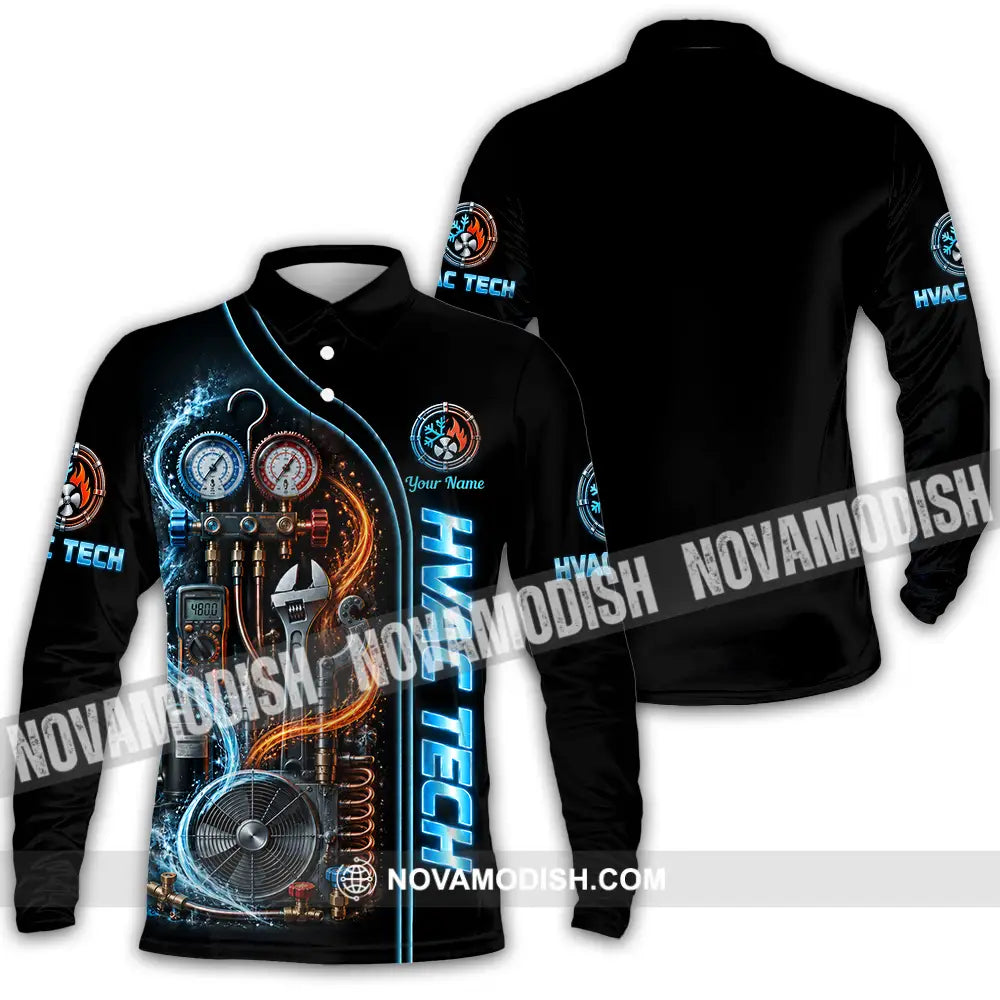 Unisex Shirt - Custom HVAC Tech Shirt - Long Sleeve Polo / S - T-shirt