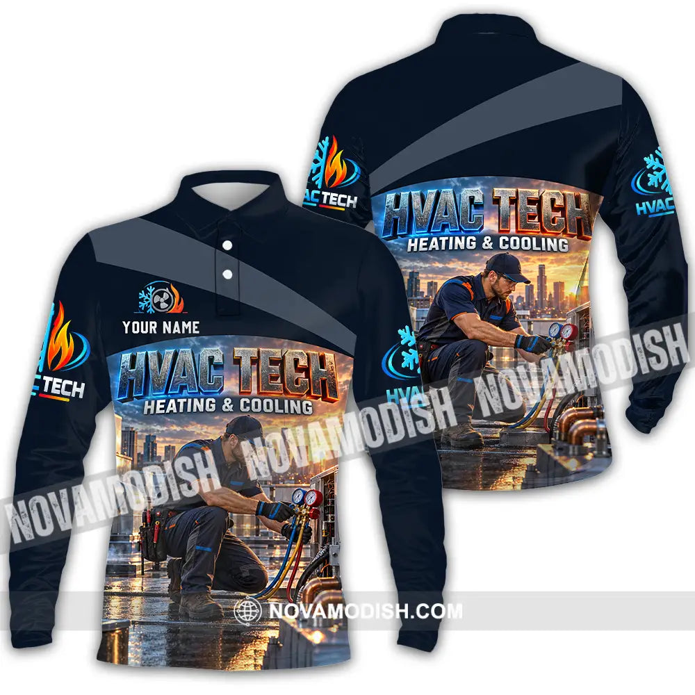 Unisex Shirt - Custom HVAC Tech Shirt - Long Sleeve Polo / S - T-shirt