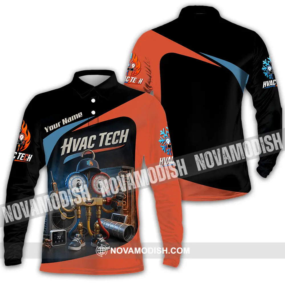 Unisex Shirt - Custom Hvac Tech Shirt - Long Sleeve Polo / S - T-shirt