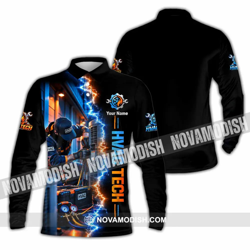 Unisex Shirt - Custom HVAC Tech Shirt - Long Sleeve Polo / S - T-shirt