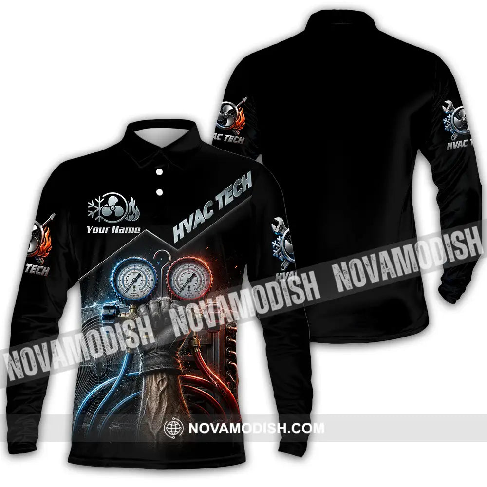 Unisex Shirt - Custom HVAC Tech Shirt - Long Sleeve Polo / S - T-shirt