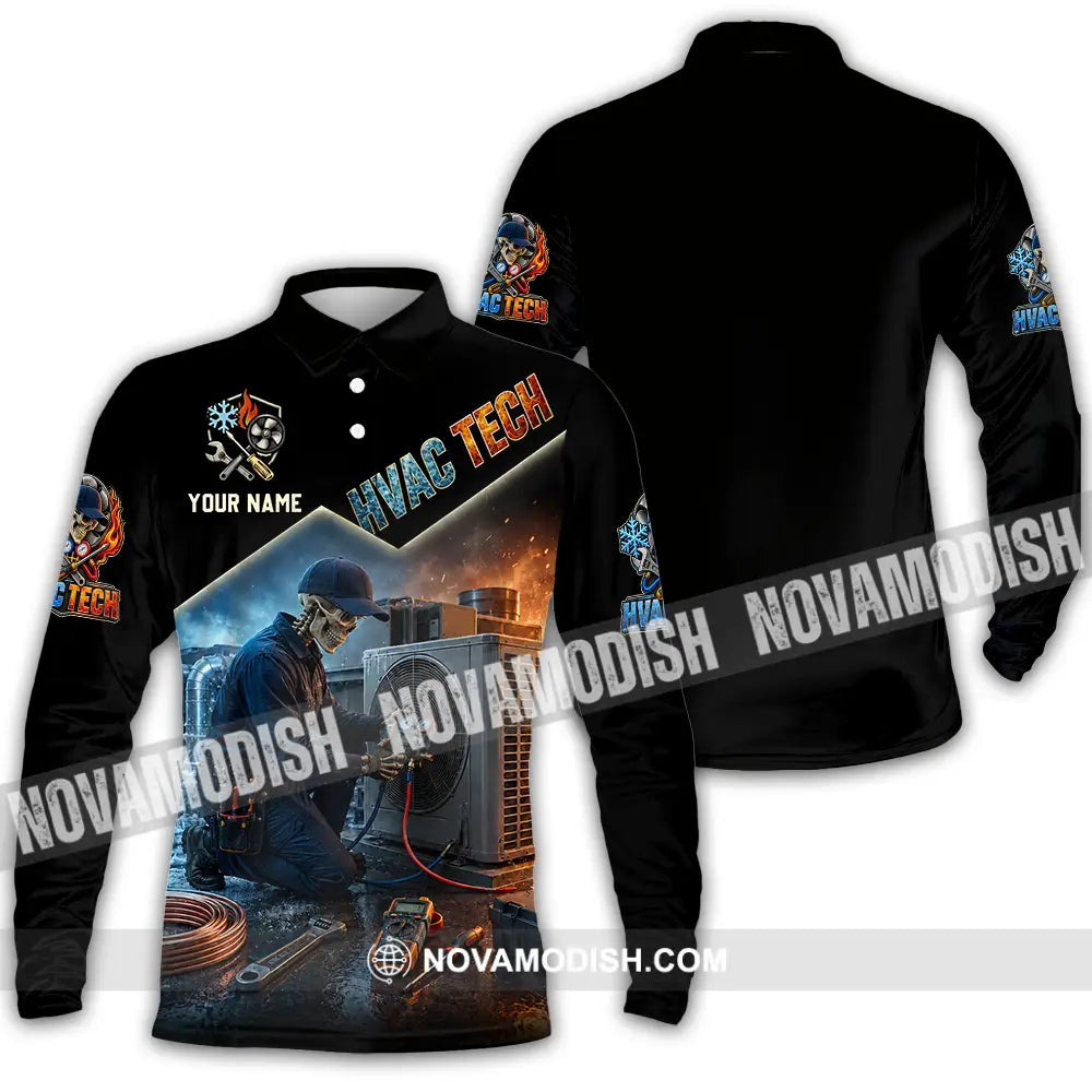 Unisex Shirt - Custom HVAC Tech Shirt - Long Sleeve Polo / S - T-shirt