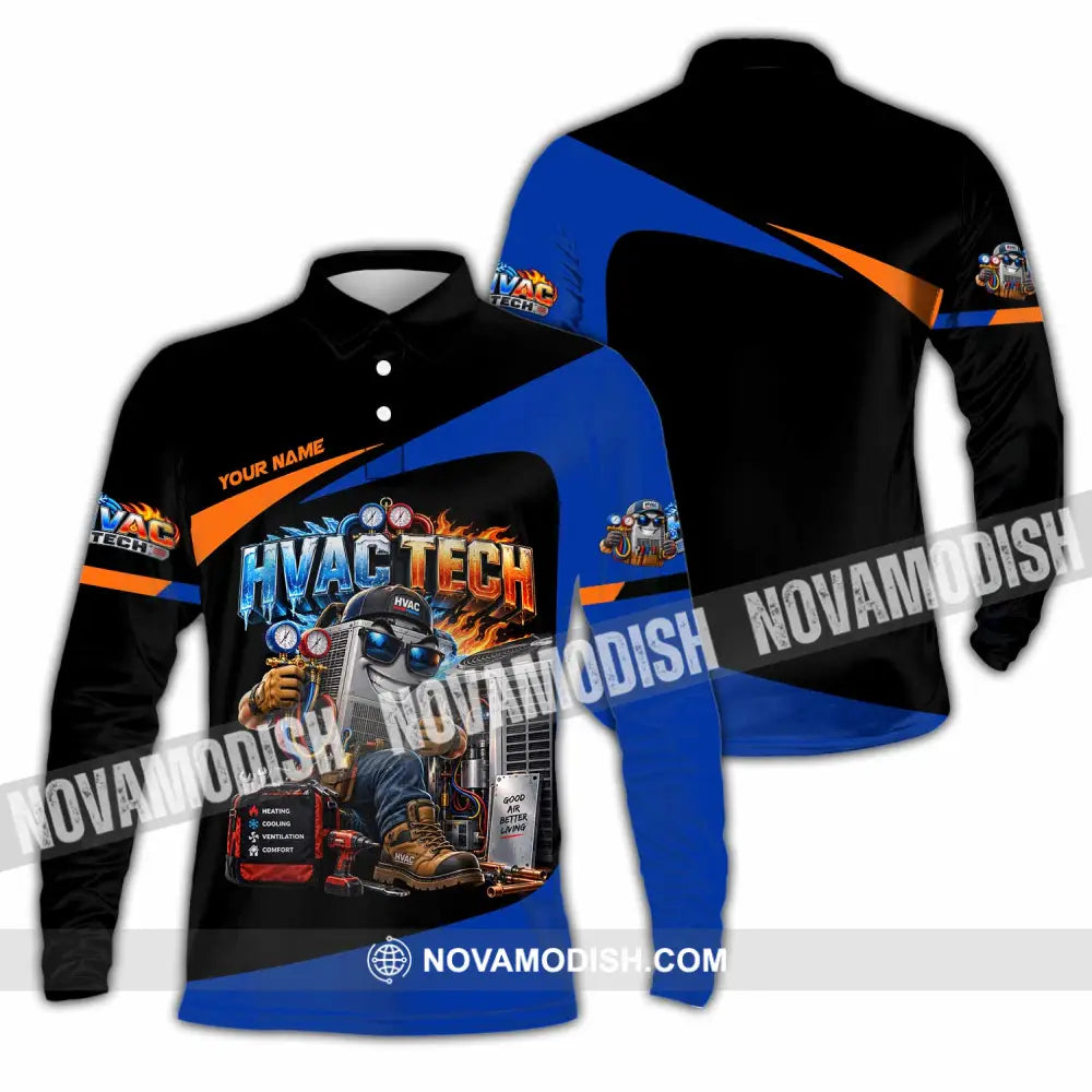 Unisex Shirt - Custom HVAC Tech Shirt - Long Sleeve Polo / S - T-shirt