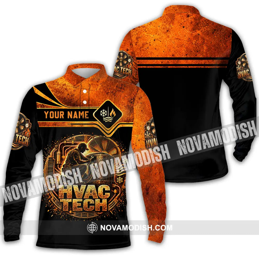 Unisex Shirt - Custom HVAC Tech Shirt - Long Sleeve Polo / S - T-shirt