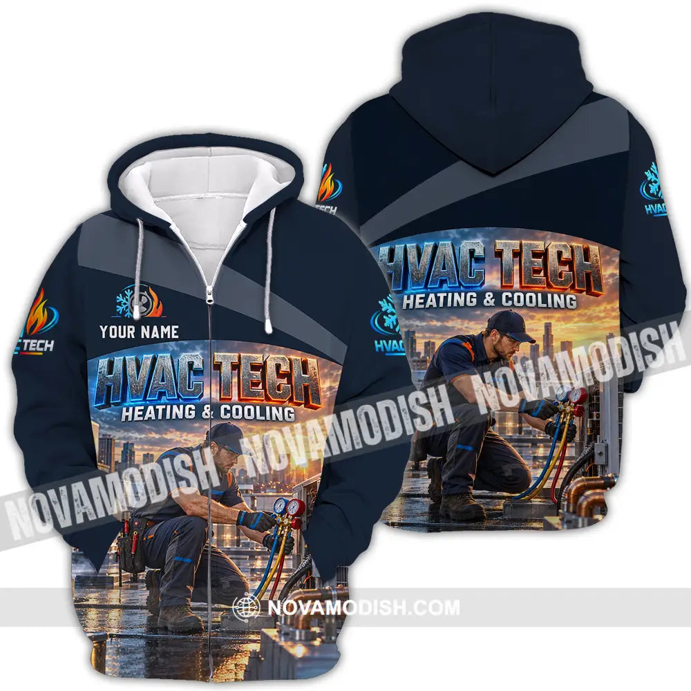 Unisex Shirt - Custom HVAC Tech Shirt - Zipper Hoodie / S - T-shirt