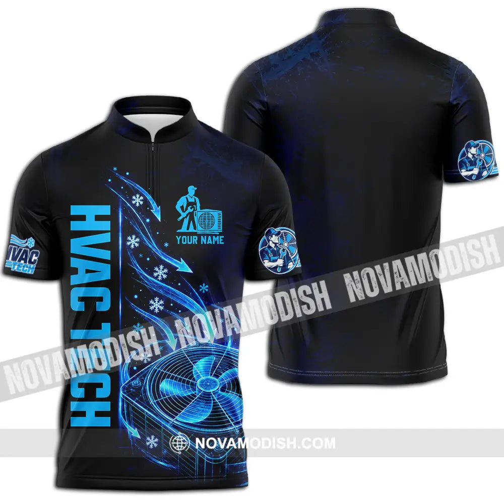 Unisex Shirt - Custom HVAC Tech Shirt - Zipper Polo Shirt / S - T-shirt