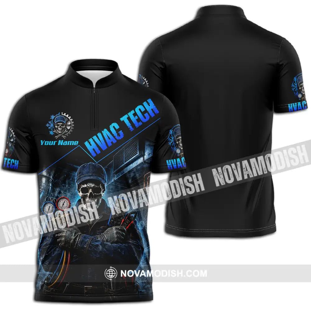 Unisex Shirt - Custom HVAC Tech Shirt - Zipper Polo Shirt / S - T-shirt
