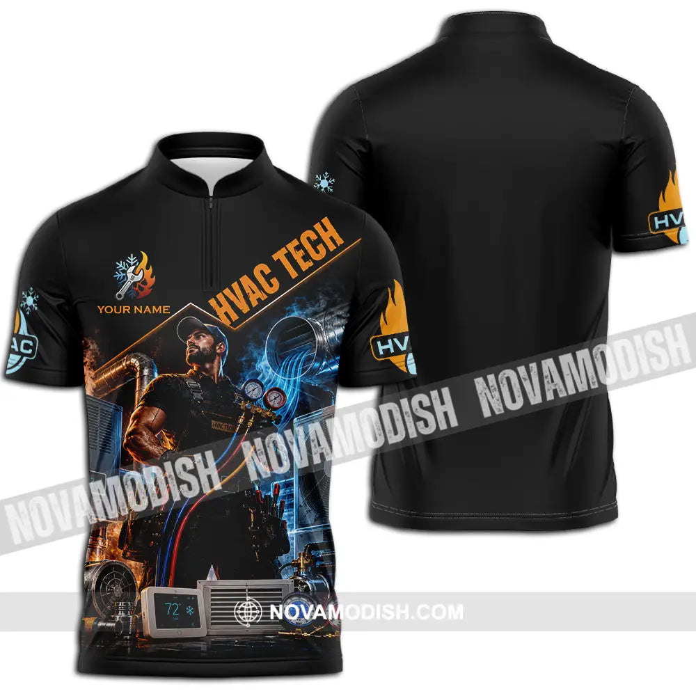Unisex Shirt - Custom Hvac Tech Shirt - Zipper Polo Shirt / S - T-shirt