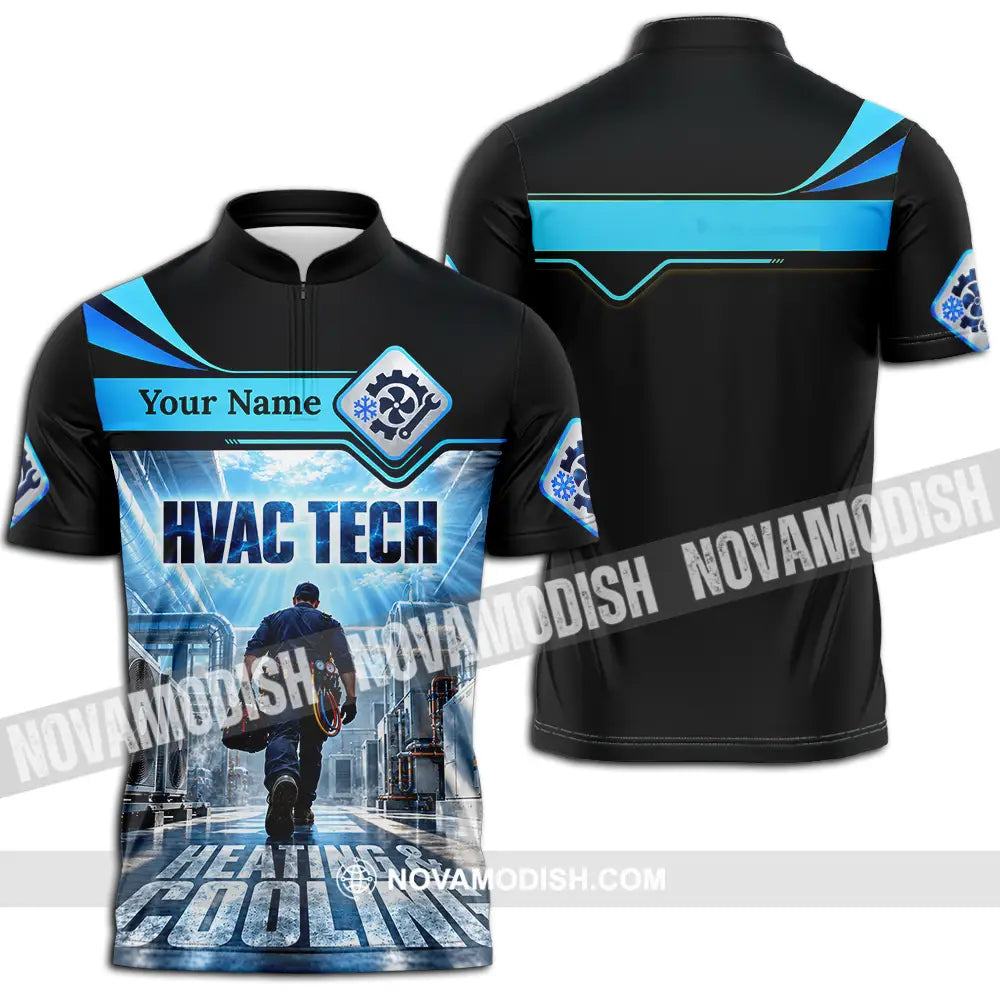 Unisex Shirt - Custom HVAC Tech Shirt - Zipper Polo Shirt / S - T-shirt