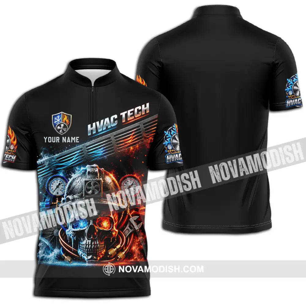 Unisex Shirt - Custom HVAC Tech Shirt - Zipper Polo Shirt / S - T-shirt