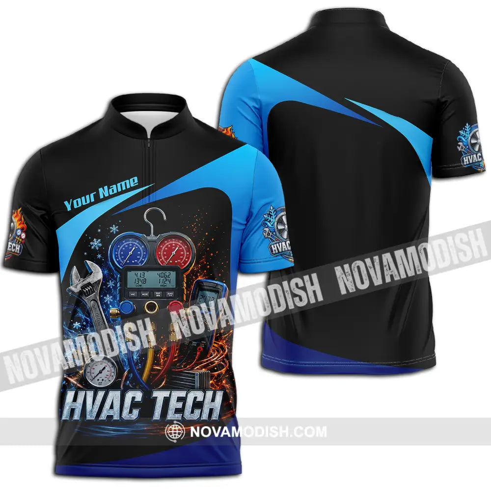 Unisex Shirt - Custom HVAC Tech Shirt - Zipper Polo Shirt / S - T-shirt