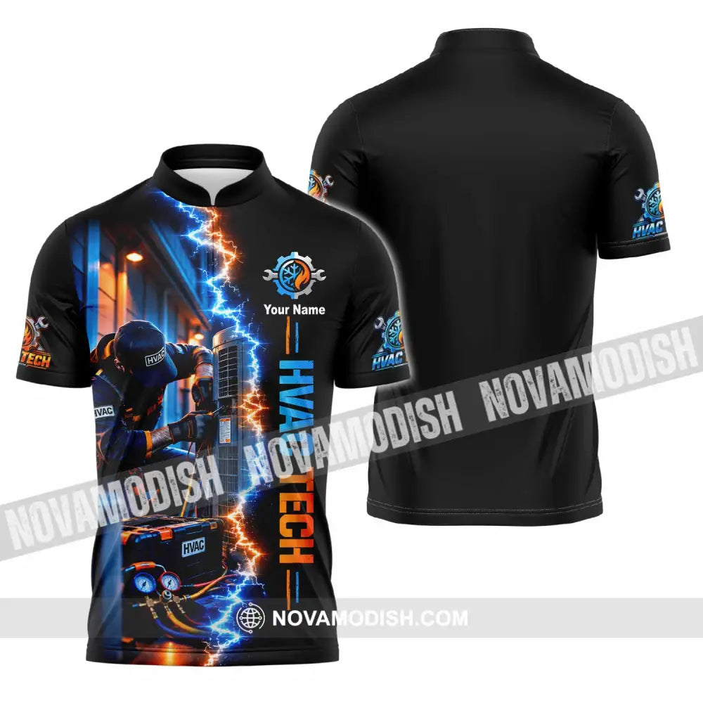 Unisex Shirt - Custom HVAC Tech Shirt - Zipper Polo Shirt / S - T-shirt