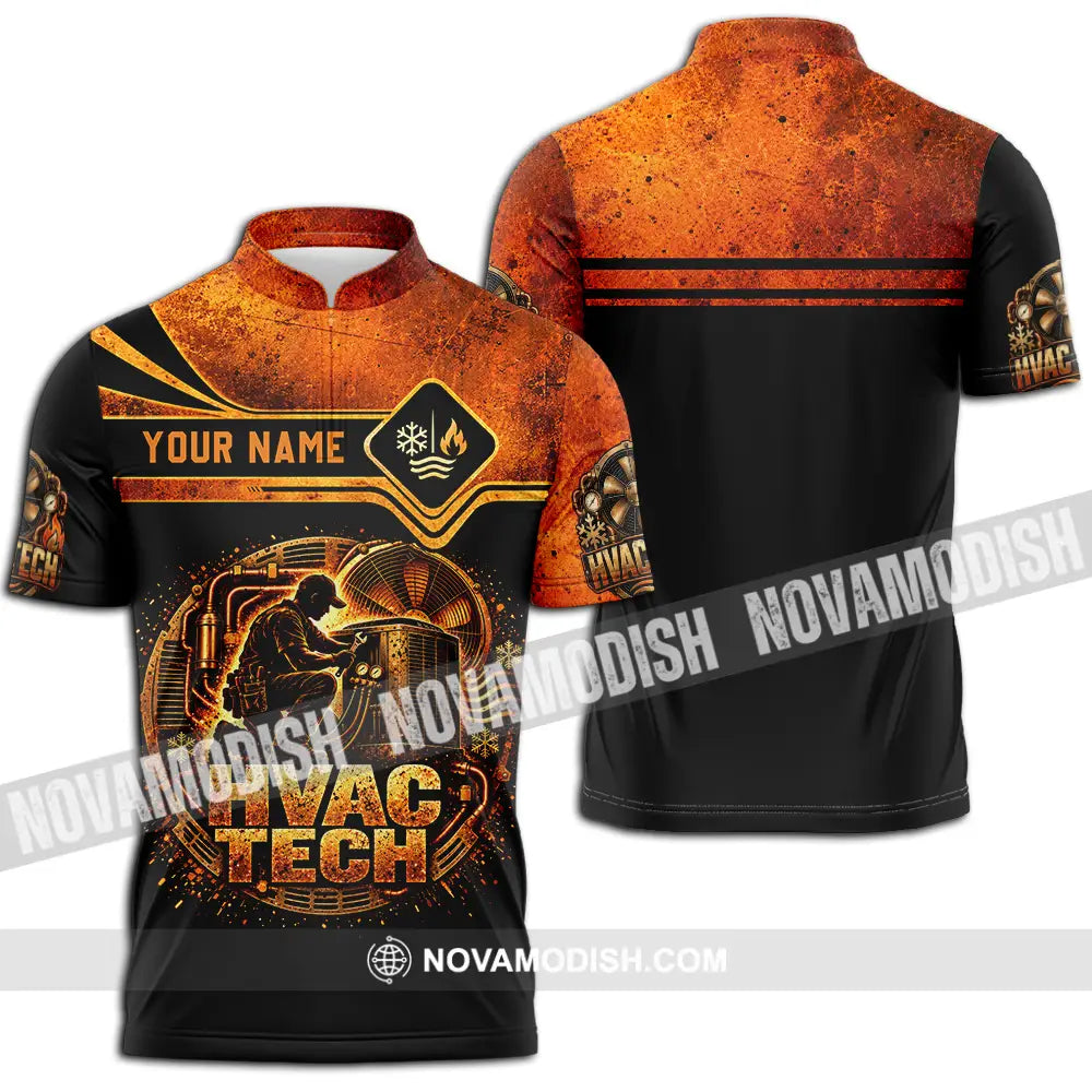 Unisex Shirt - Custom HVAC Tech Shirt - Zipper Polo Shirt / S - T-shirt
