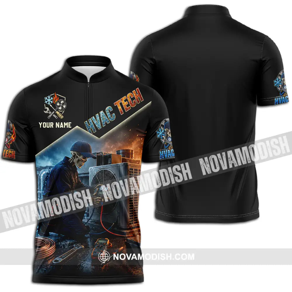 Unisex Shirt - Custom HVAC Tech Shirt - Zipper Polo Shirt / S - T-shirt