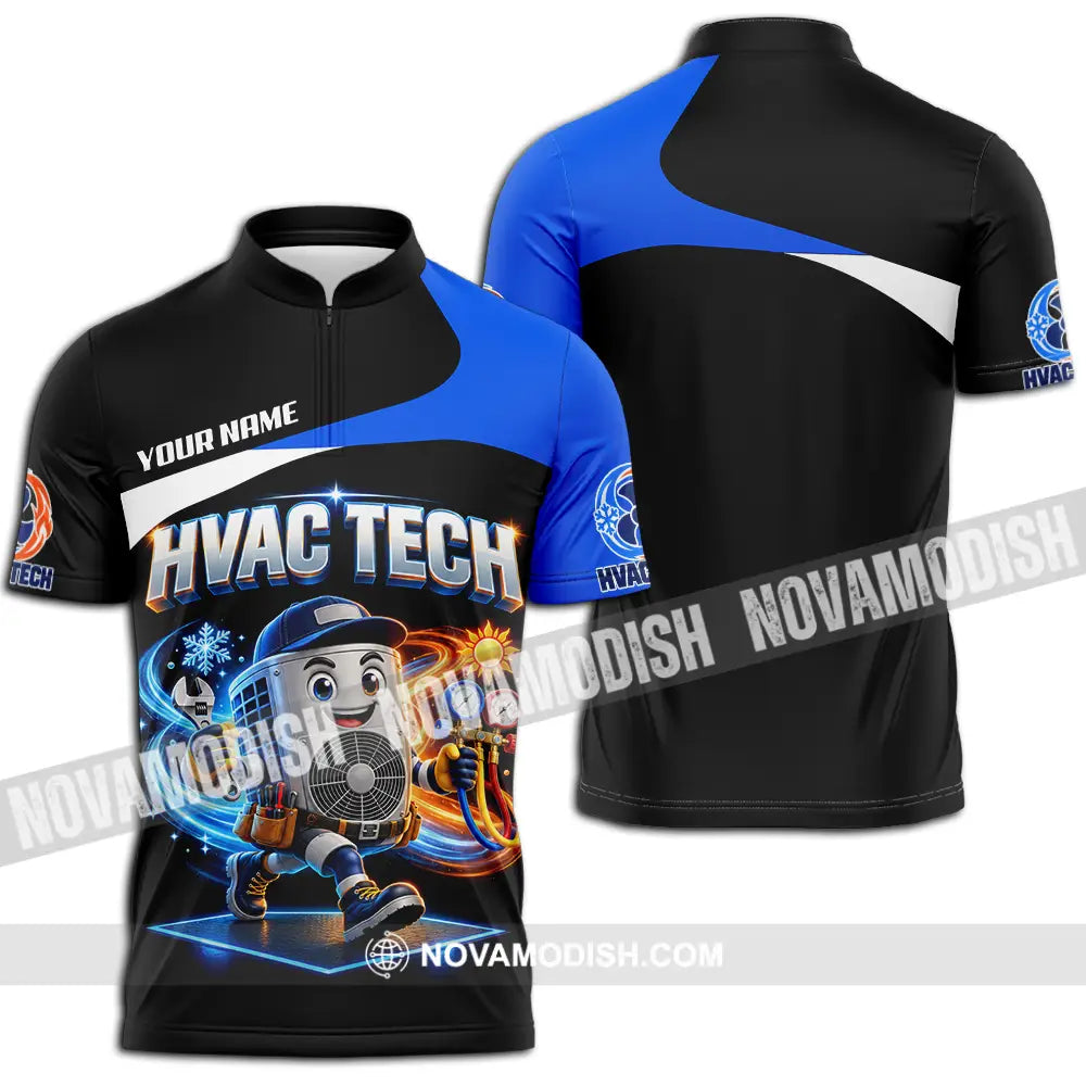Unisex Shirt - Custom HVAC Tech Shirt - Zipper Polo Shirt / S - T-shirt