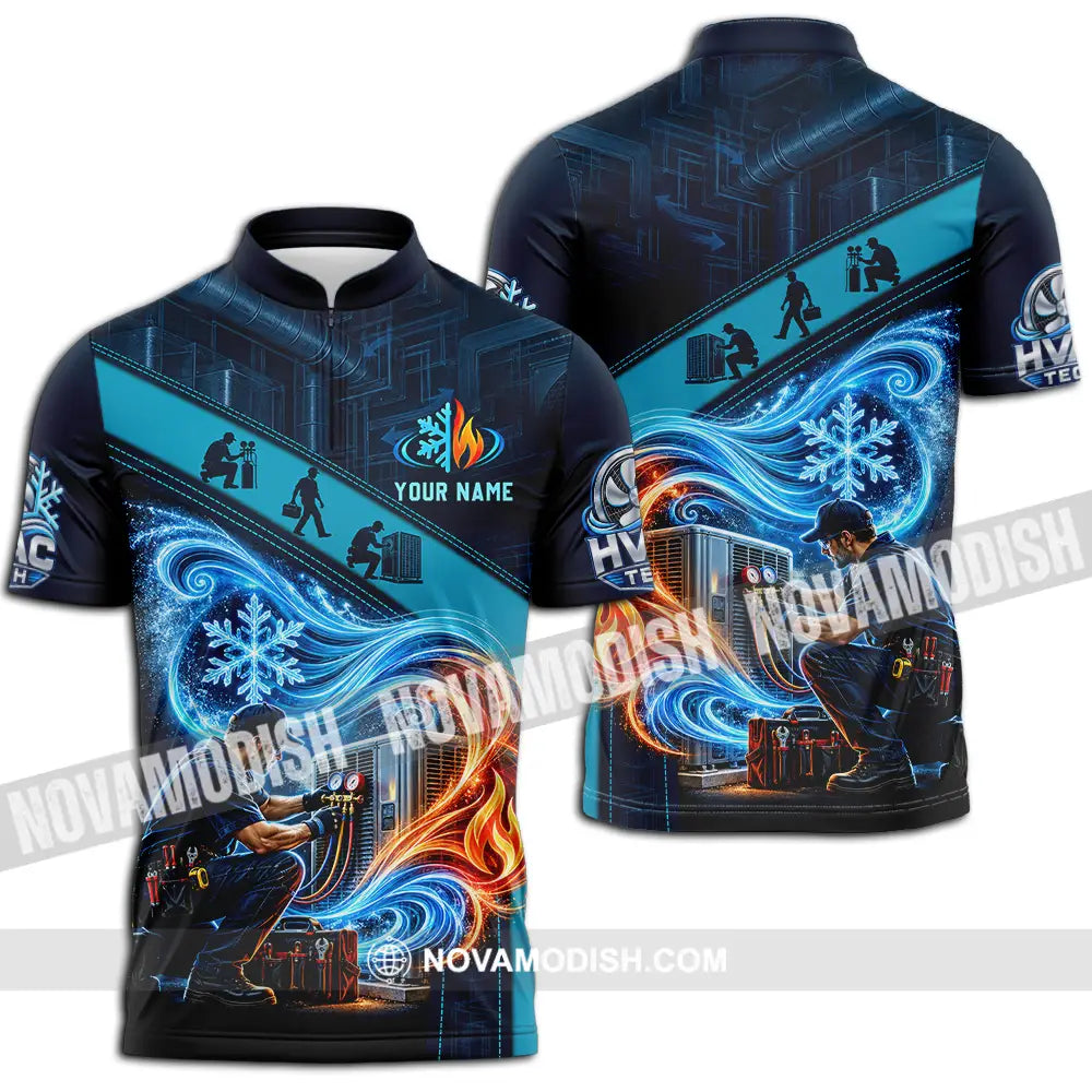 Unisex Shirt - Custom HVAC Tech Shirt - Zipper Polo Shirt / S - T-shirt