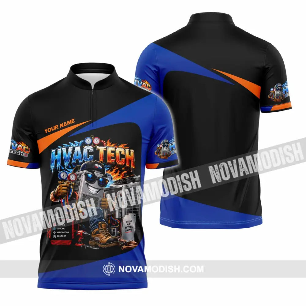 Unisex Shirt - Custom HVAC Tech Shirt - Zipper Polo Shirt / S - T-shirt