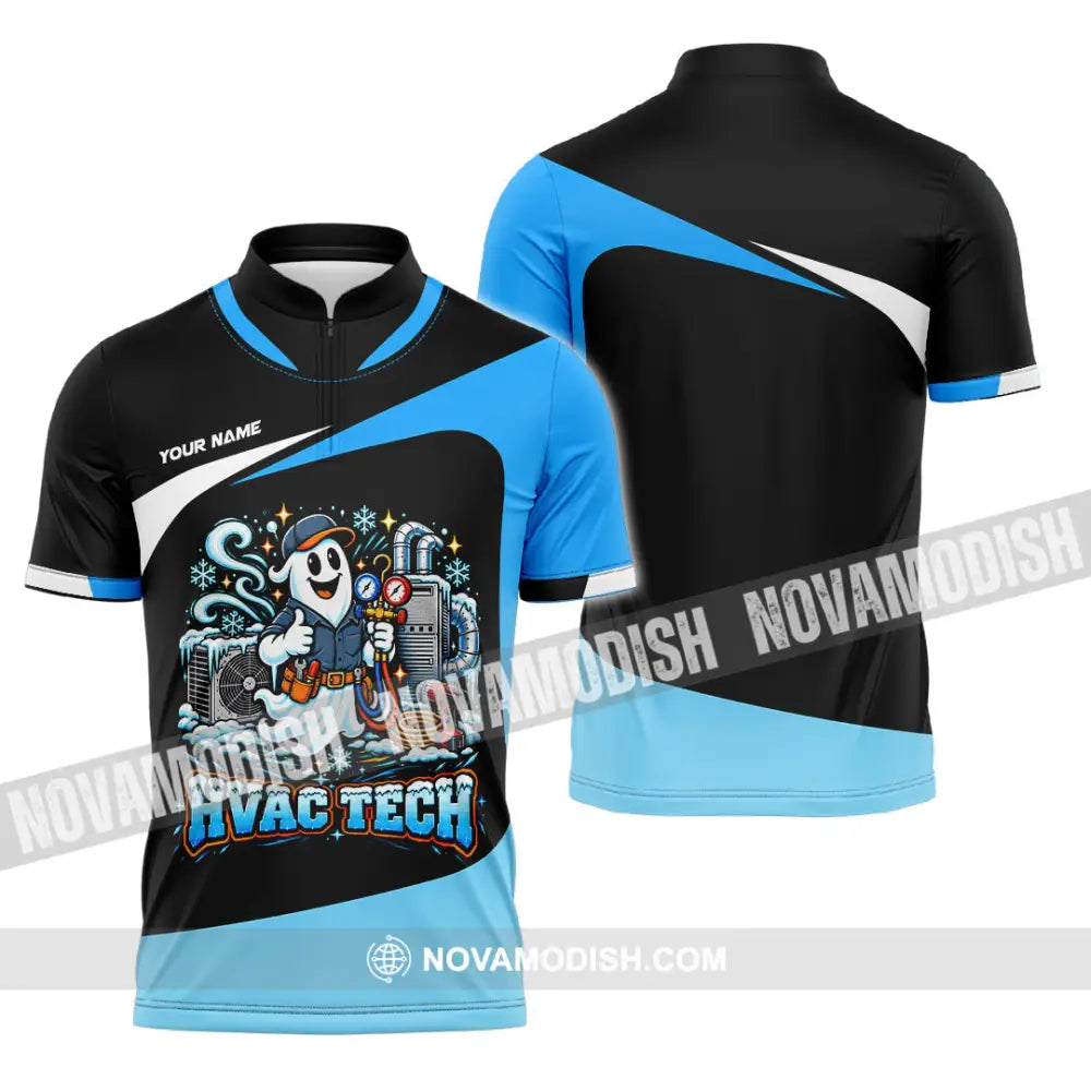 Unisex Shirt - Custom HVAC Tech Shirt - Zipper Polo Shirt / S - T-shirt